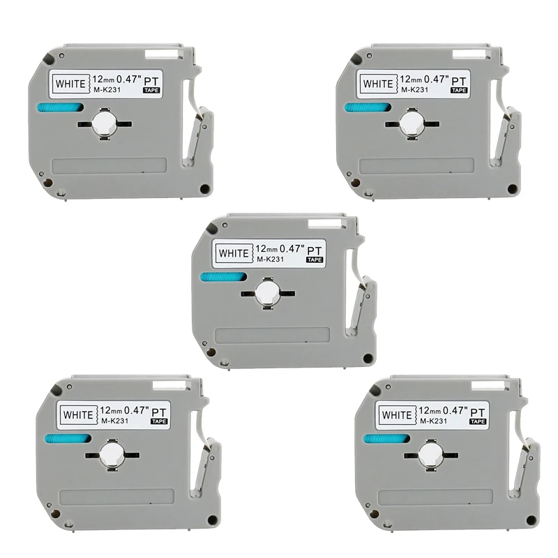 

5pk, черно-белая лента Brother P touch M, ярлык M-K231 MK231, яркие клейкие ленты для этикеток pt