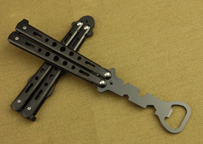 Verkauf Flaschenöffner Edelstahl Schmetterling Messer Stil Trainer Tool Metall Bier Schwarze Bar Liefert