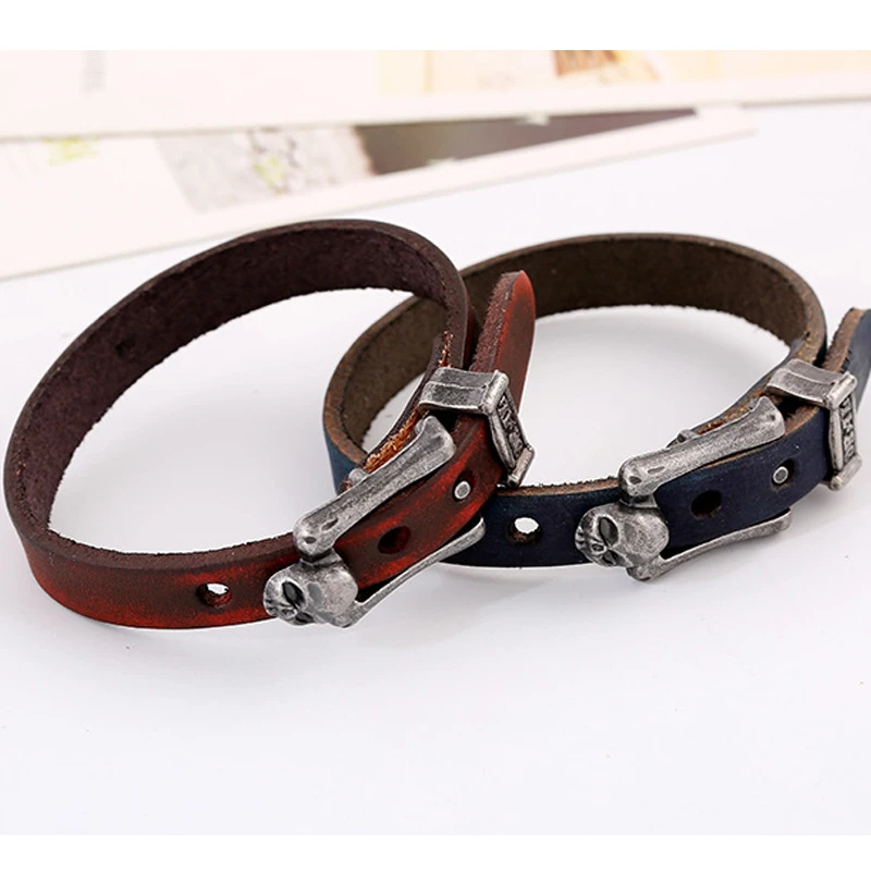 Простой браслет из натуральной кожи для женщин и мужчин мужской в стиле панк с