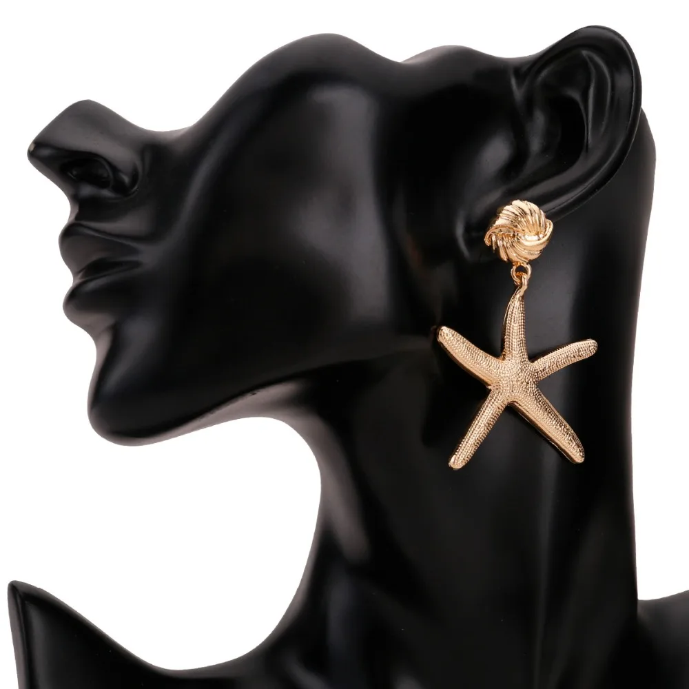 Женские Висячие серьги золотистого цвета металлические висячие с морской