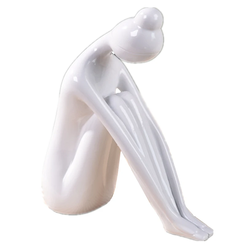 Silence White Yoga VILEAD 11 стильная девушка из смолы, фигурки для йоги, абстрактная черно-белая женская модель для йоги, современные миниатюры для офиса, винтажный домашний декор - Цвет: Silence White Yoga