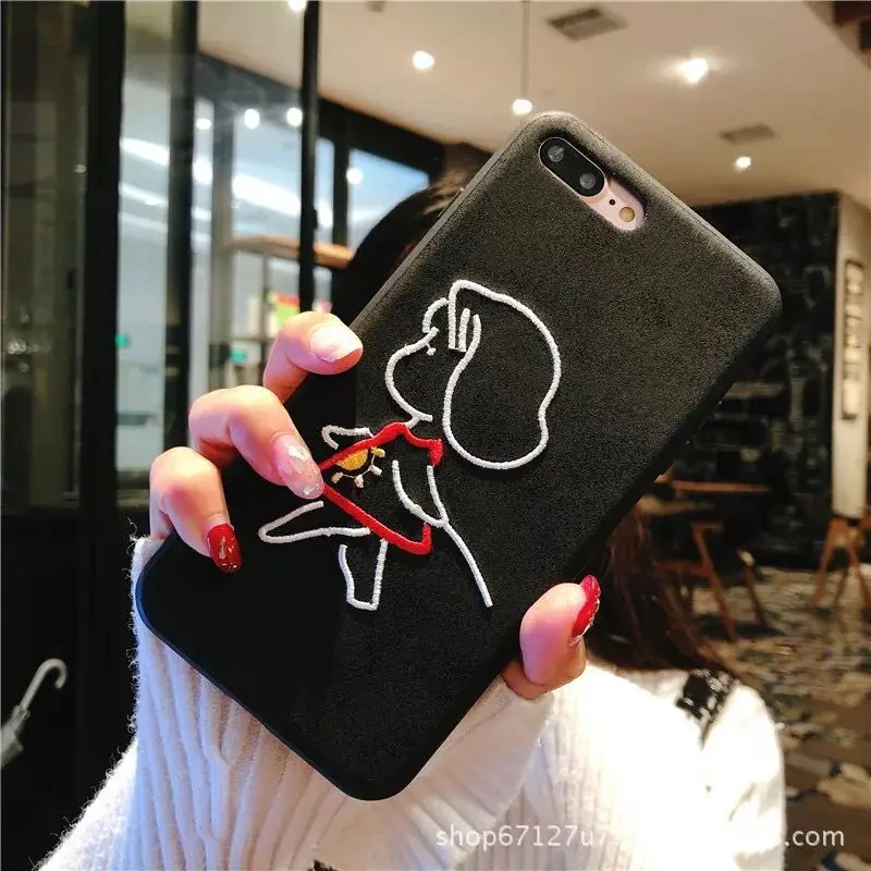 Милый чехол с вышивкой для пар Apple XS MAX iPhone6S/7/8plus защитный мужчин и женщин телефона