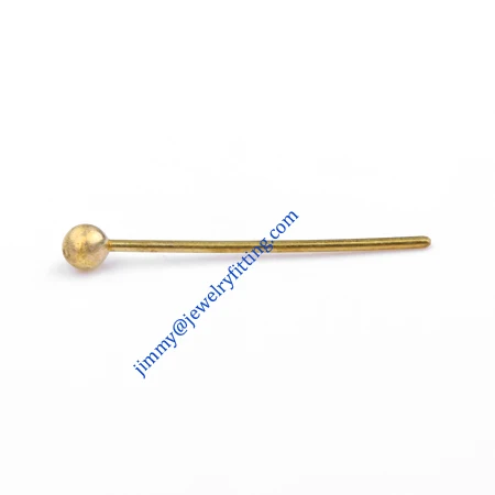 Jewelry Making findings Raw brass Ball Pins Ball pin with beads 0.5*15mm with 1.8mm ball shipping free