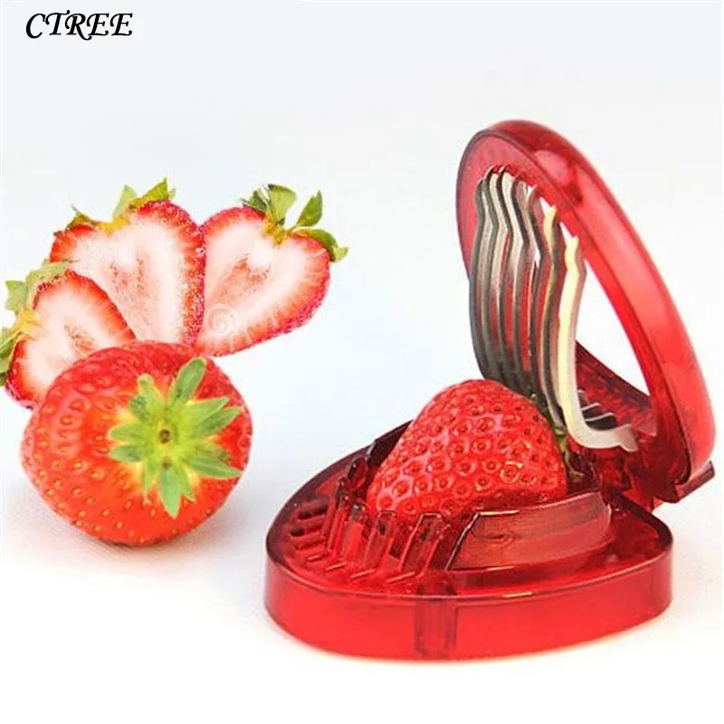 

CTREE 1Pc Red Strawberry Slicer Plastic Fruit Carving Tool Salad Cutter Berry Strawberry Cake Decoration Cutter Kitchen C234