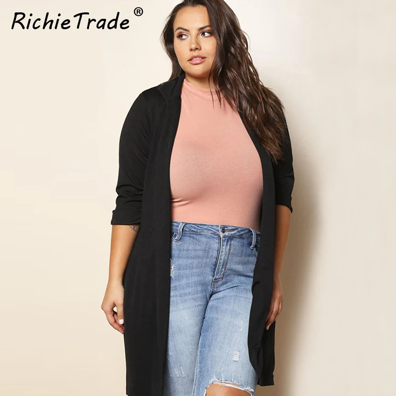 RICHIETRADE однотонная Черная Женская куртка пальто с длинным рукавом повседневный