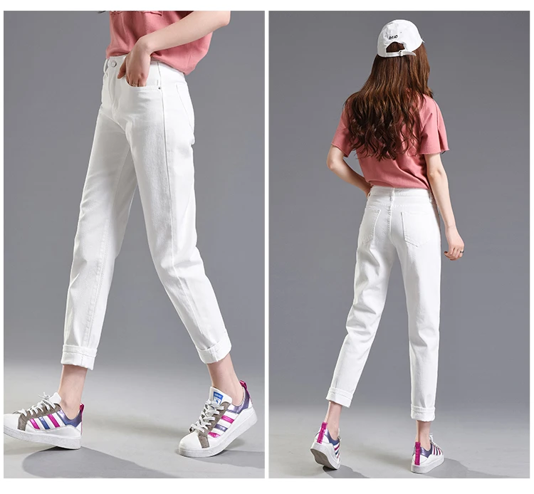 Vintage Woman jeans high waist white mom jeans new autumn korean black skinny woman pencil pants vaqueros mujer