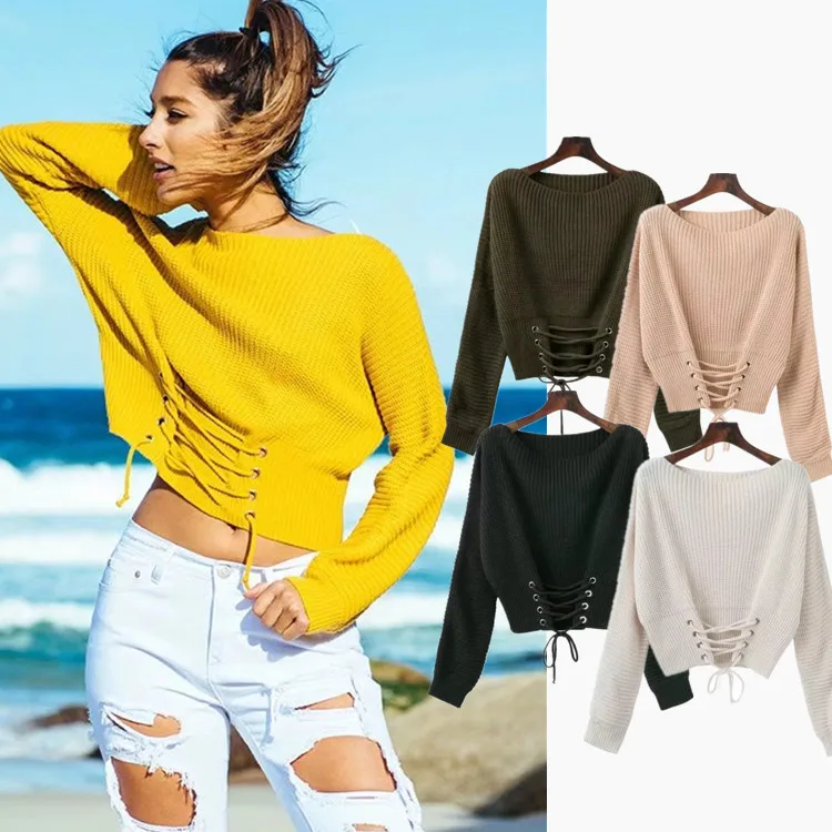 fashion spring new women's sweater lace waist thin pullover bottoming | Женская одежда