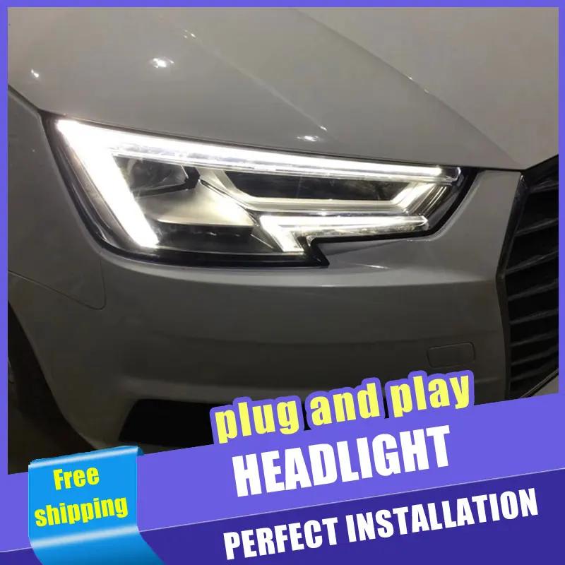 

2PCS Car Style LED headlights for Audi A4 2016-2019 for A4 head lamp LED DRL Lens Double Beam H7 HID Xenon bi xenon lens