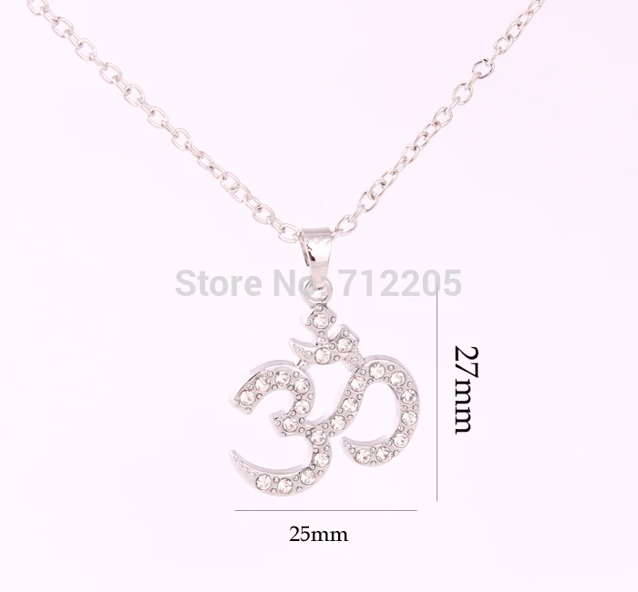 fashion rhodium Yoga Meditation Yogi OHM Asana Large Om AUM Pendant necklaces | Necklace