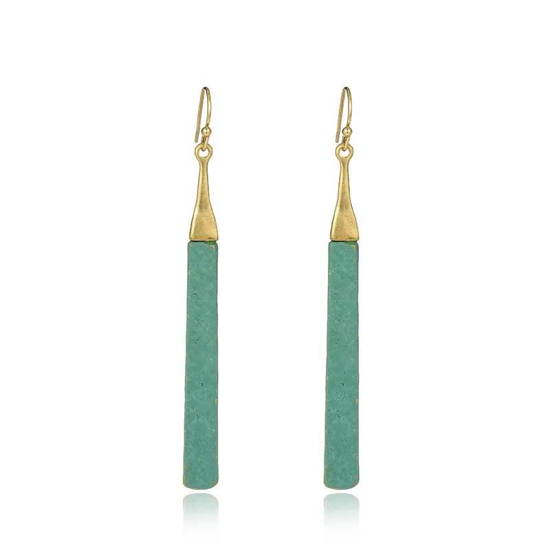 Newest Design Gold-color Blue Earrings For Woman Bohemian Long Earings Fashion Jewelry Gift | Украшения и аксессуары