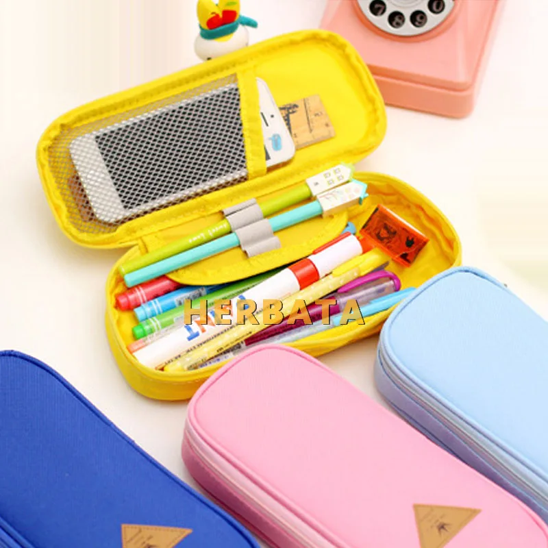 Компактный холщовый пенал карамельных цветов в Корейском стиле Женский