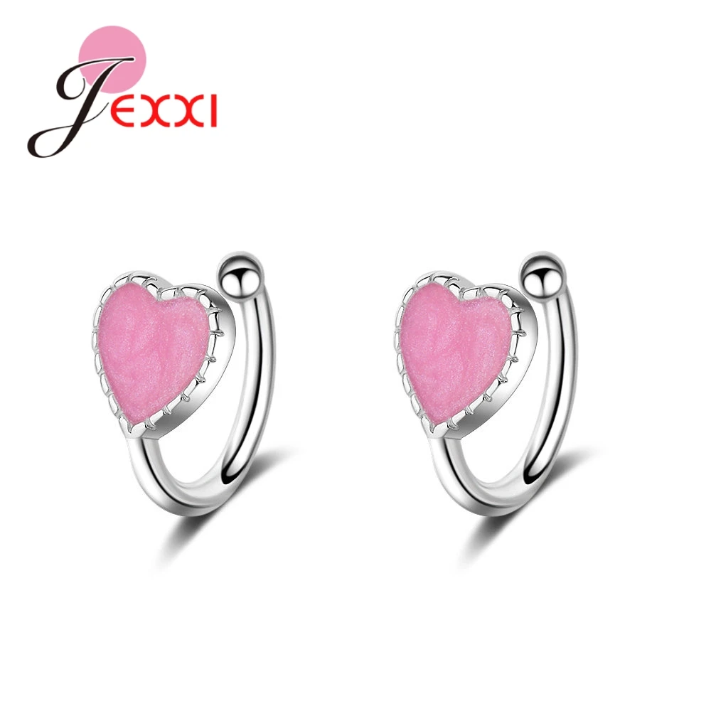 Романтические серьги-клипсы в форме сердца из стерлингового серебра 925 пробы