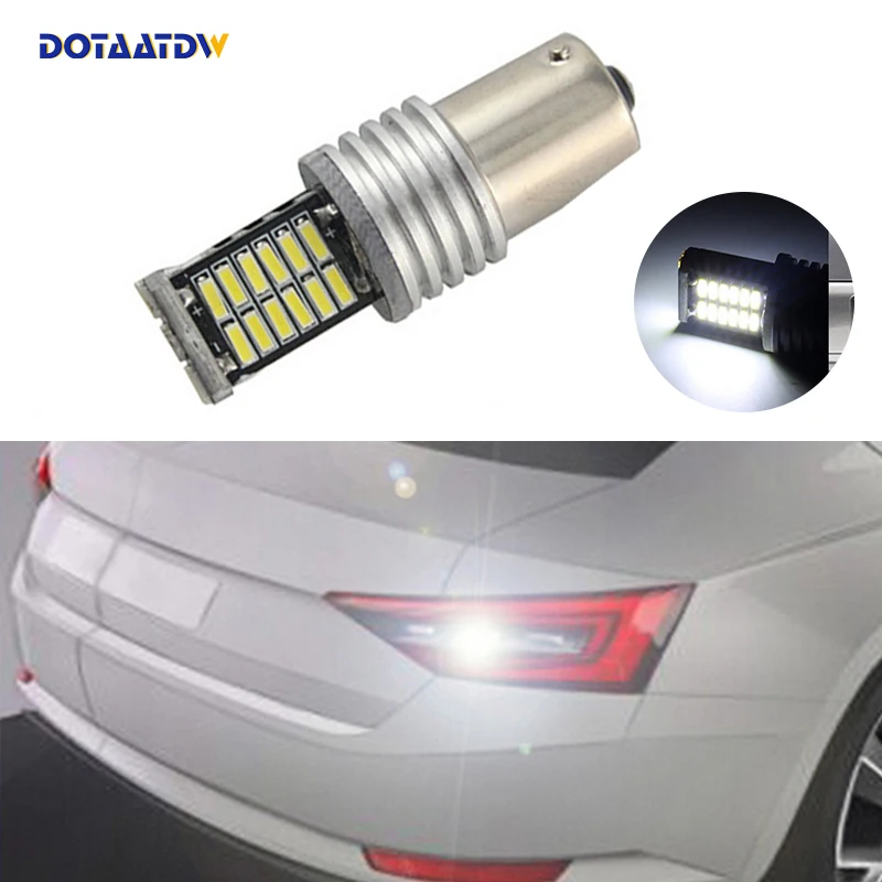 1X новая белая светодиодная автомобильная лампа 1156 BA15S P21W 4014 SMD заднего хода для Skoda