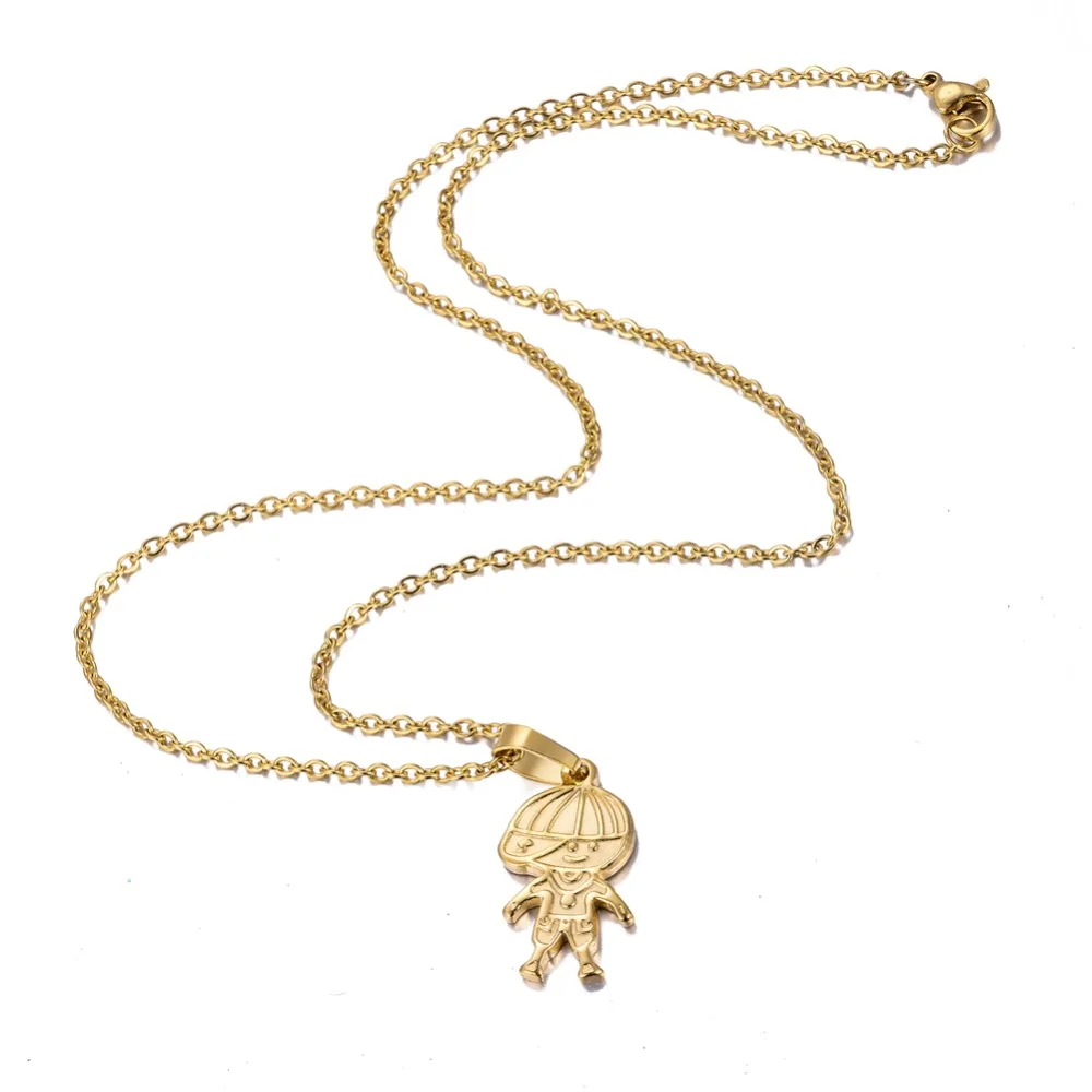 

AnnayoyoCute Family Serise Women Necklace&pendant Gold Steel Color Boy Girls CZ Crystal Children Mama Necklaces & Pendants Jewel