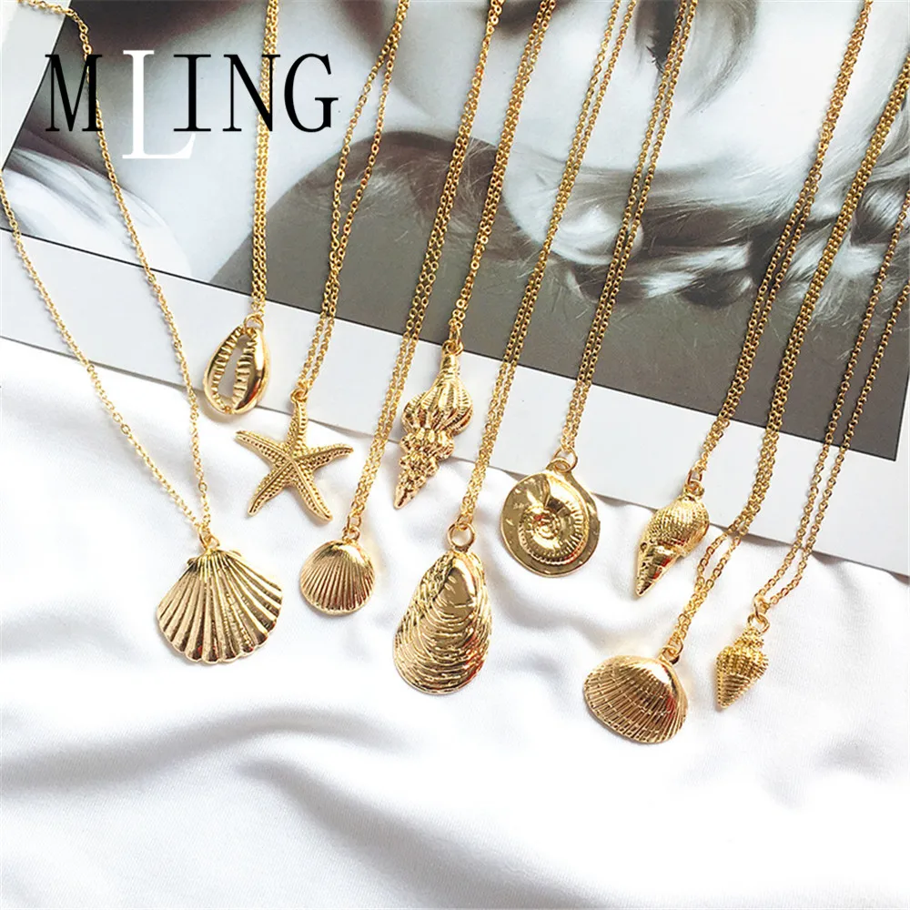 MLING 2019 винтажное ожерелье с подвеской в виде раковины морской жизни морская
