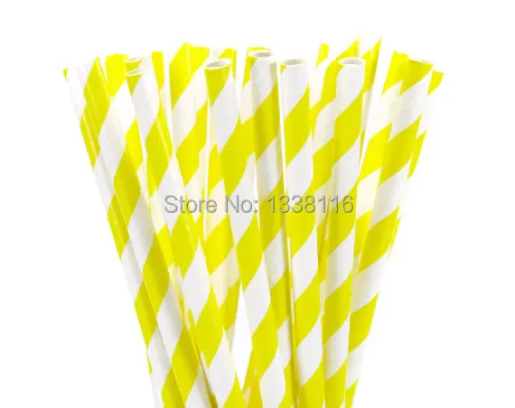 200 шт. желтая полосатая бумага для питья соломинки дня рождения свадьбы вечеринки