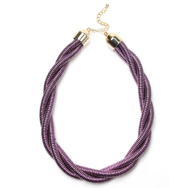 purple Массивное ожерелье Чокеры ожерелье s для женщин Gargantilha хлопковое колье ювелирные изделия ожерелье Bijoux Femme - Окраска металла: purple