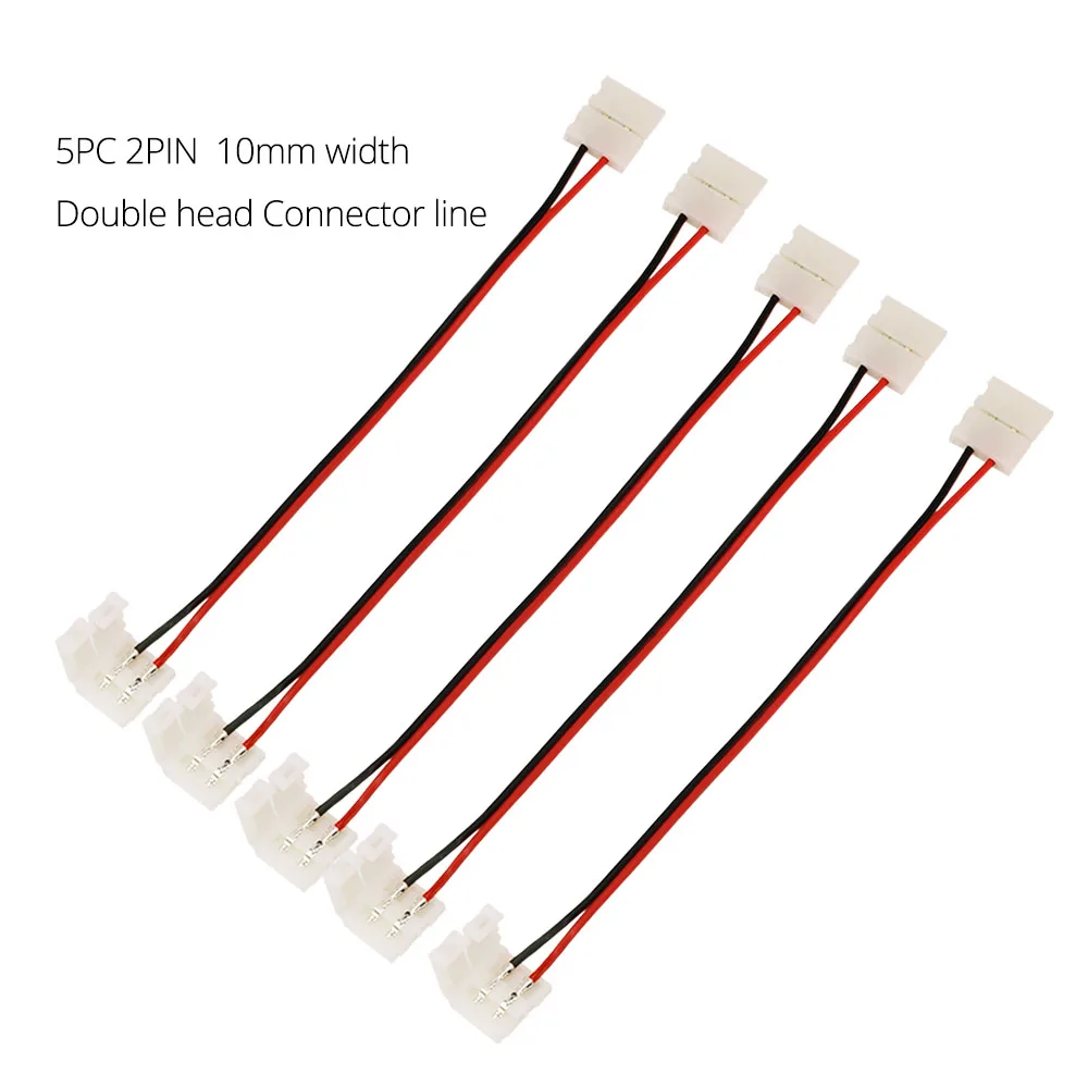 Double Connect 10mm 5 шт. пайка 2PIN светодиодный разъем 8 мм 10 мм для одноцветной светодиодный ленты 5050 5630 5730 2PIN светодиодный разъем DC разъем - Цвет: Double Connect 10mm