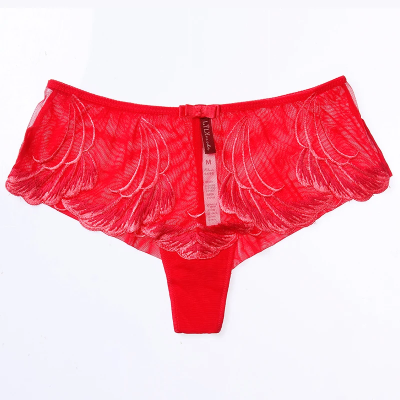 Lilymoda,, сексуальные женские трусики-стринги, мягкое нижнее белье, Прозрачное нижнее белье с вышивкой, бесшовные трусы, Т-образные трусики для женщин - Цвет: RED