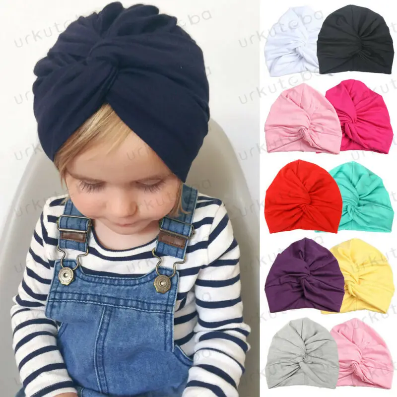 

Hot sale solid Cute Newborn Toddler Kids Baby Boy Girl Turban Cotton Beanie Hat Winter Cap Ribbed Knitted Mujer 0-9months