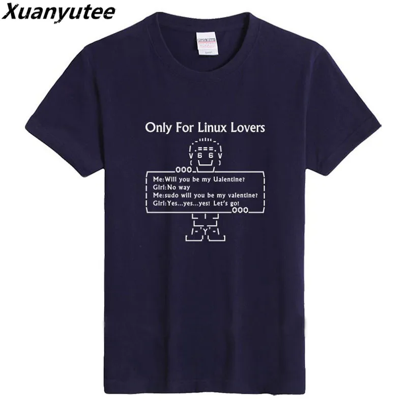 Футболка Xuanyutee Linux Мужская летняя с коротким рукавом из флока принтом только для