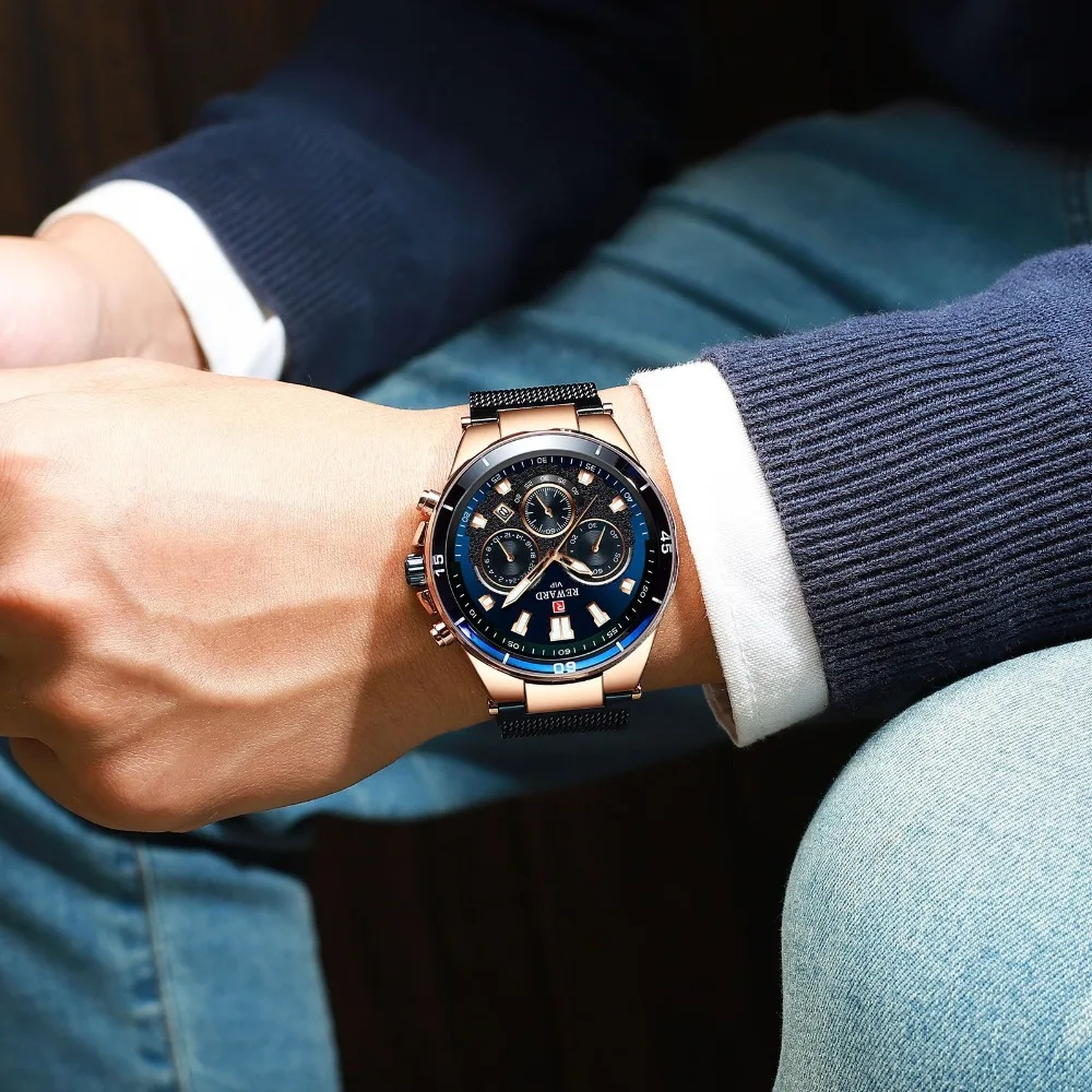 

REWARD 2020 Hot Brand Luxury True Three-eye Timing Sports Multi-function Calendar Waterproof Men Watch Relogio Masculino montre