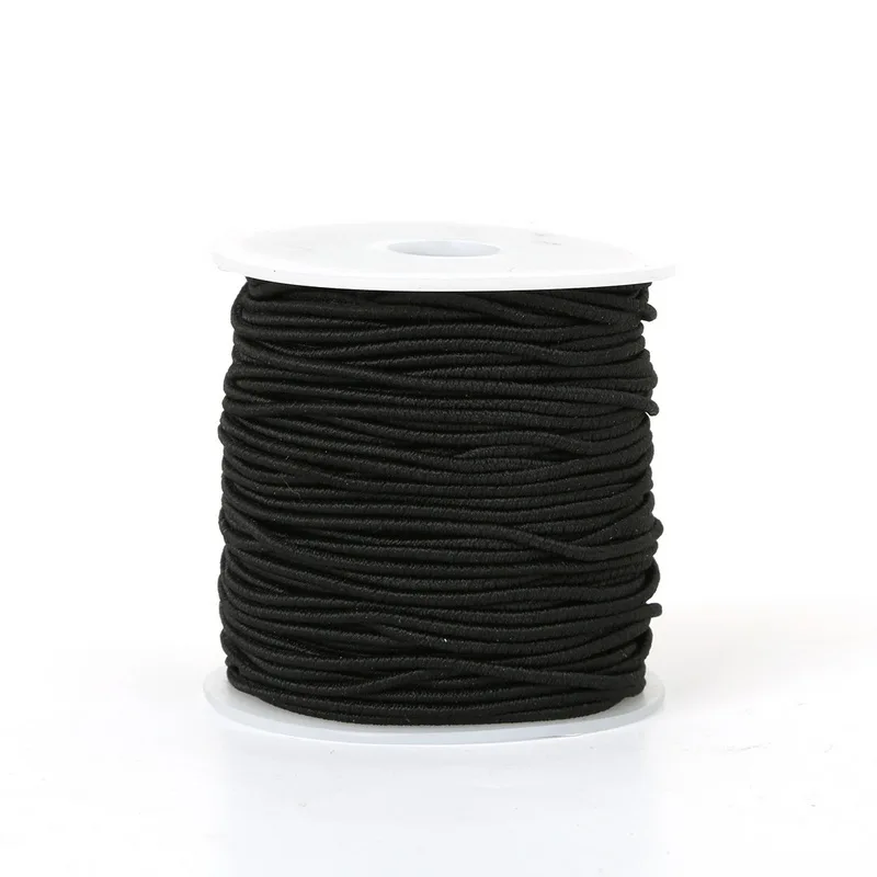1.5mm Black 40m Высокоэластичная круглая эластичная резинка для одежды/швейных аксессуаров ширина 0,8 мм 1 мм 1,2 мм 1,5 мм черный красный коричневый - Цвет: 1.5mm Black 40m
