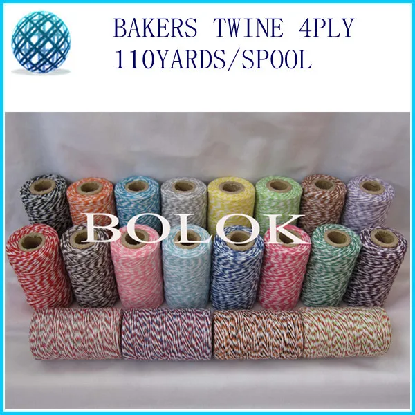 Двухцветная тонкая шпагат из хлопка 4 слоя (110 ярдов/катушка) 200 шт./лот 22 цвета