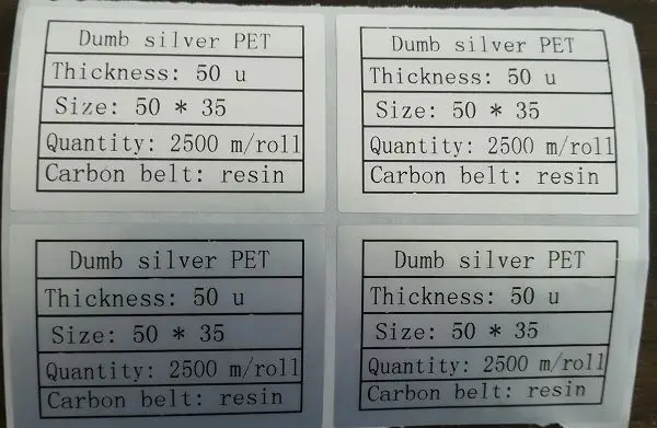 Термопереводные этикетки герметичные клеящиеся бумажные бирки 50x35x2500