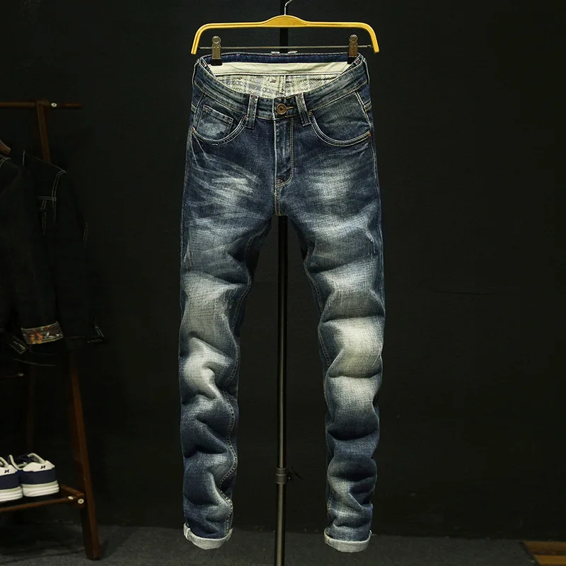 Джинсы карго мужские потертые модные брюки из денима в стиле Винтажные