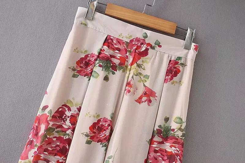 2018 fashion new chiffon printing high waist thin zipper loose wide leg pants | Женская одежда