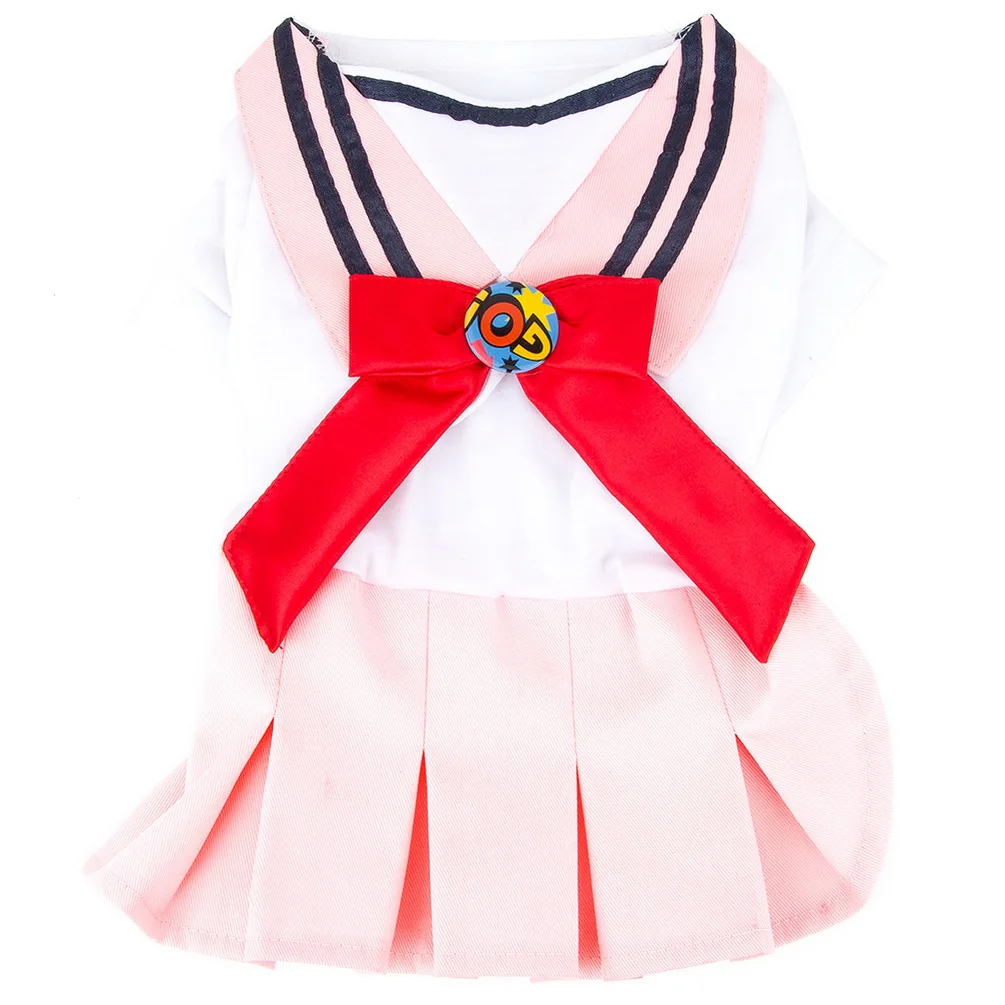 2018 New Sailor School Uniform Dress for Small Dog/Cat Girl Bow Pleated Skirt Puppy Clothes (Size XS-XL all Pet) | Дом и сад