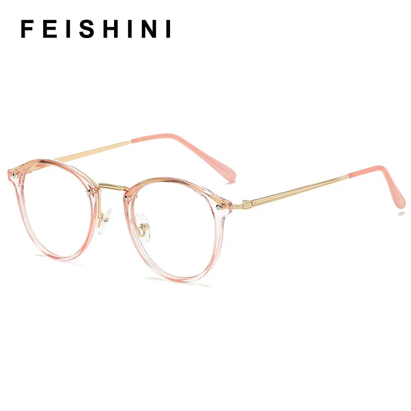 Женские очки для близорукости Feishini черные в овальной оправе с прозрачными