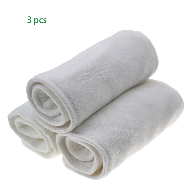 3pcs 5 шт., 4 слоя, бамбуковое из микрофибры, моющееся, многоразовые, мягкие вставки, детские тканевые подгузники, коврики для подгузников, сменные вкладыши - Цвет: 3pcs