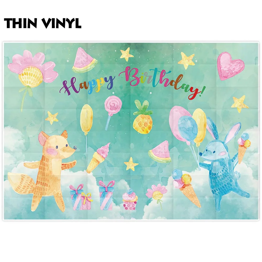 Allenjoy фоны для фотосъемки лиса кролик акварель мультфильм леденец облако Дети