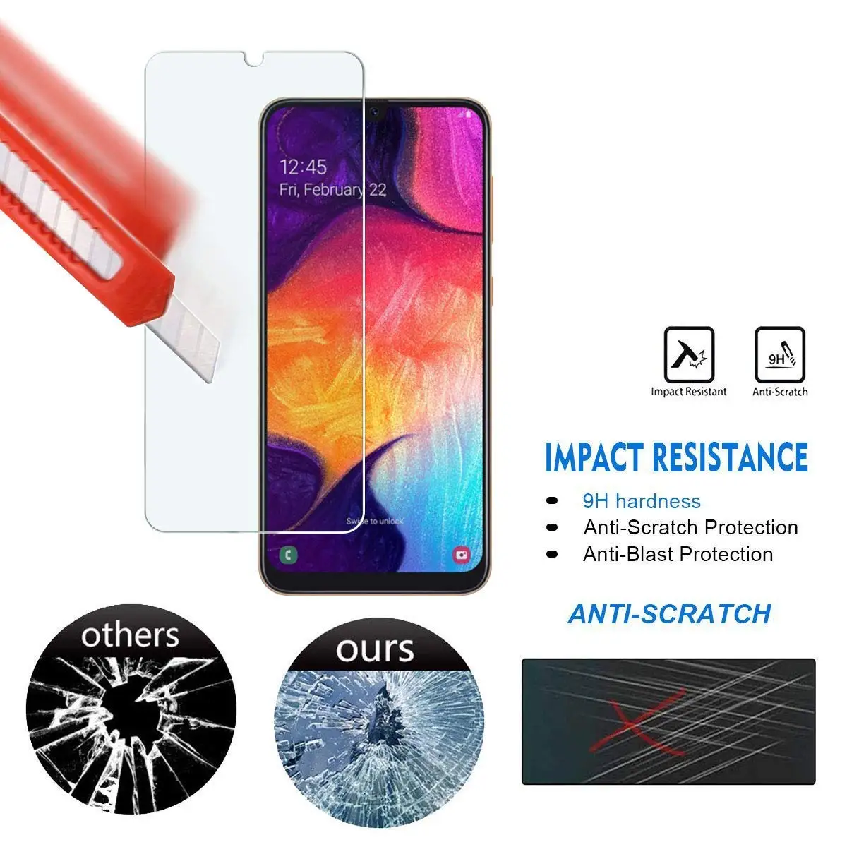 Для Samsung Galaxy A20 защитная пленка из закаленного стекла 9H Взрывозащищенная Передняя