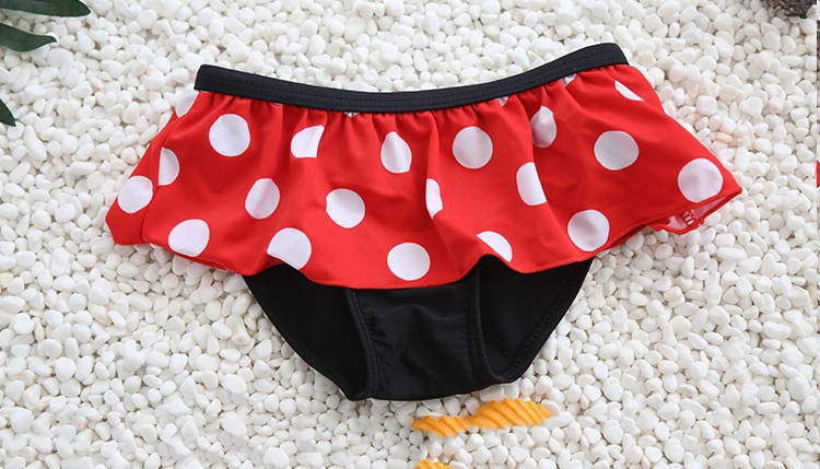 2019 Модный летний хлопковый купальный костюм в горошек с бантом для девочек 3