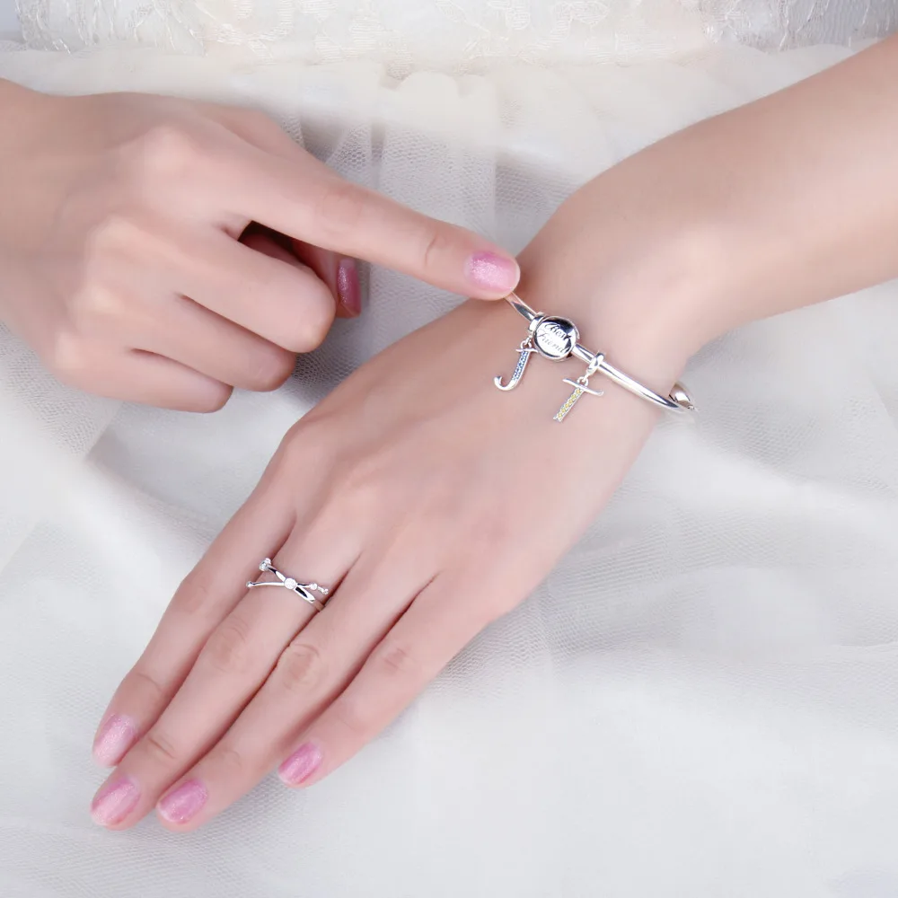 JewelryPalace золотисто желтый кубического циркония Письмо T мотаться бисера Шарм Fit