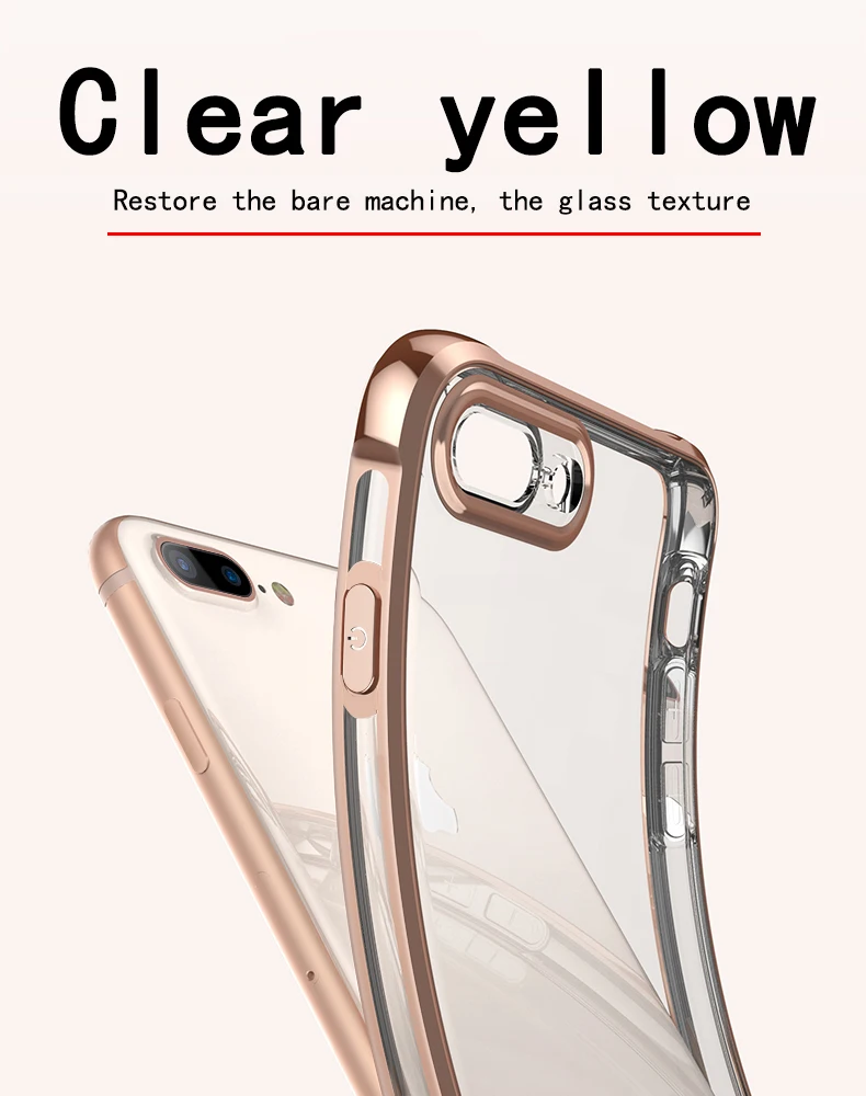 Для iPhone X 8 7 Plus, прозрачный чехол для задней панели, мягкий чехол-бампер с хромированным покрытием из ТПУ для iPhone 7 Plus, тонкий гелевый Чехол для телефона s
