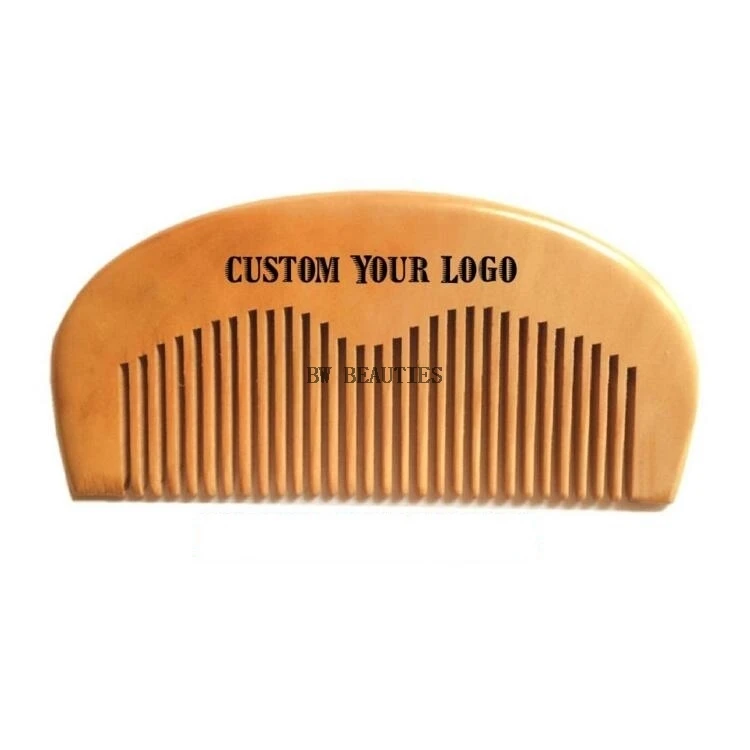 

200pcs/lot Customized Engraved Your Logo Natural Peach Wooden Comb Beard Comb Pocket Comb 11.5*5.5*1cm