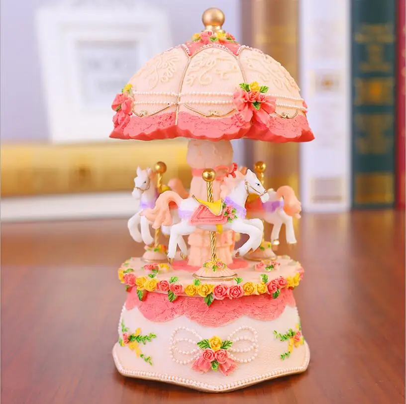 Мигающий светодиодный светильник полимерная карусель музыкальная шкатулка для