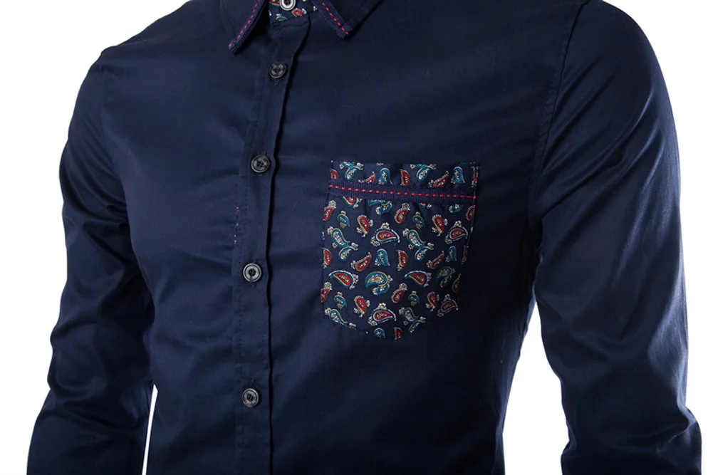 Мужская рубашка с длинным рукавом вышивкой|camisa masculina|brand men shirtsfashion man shirt |