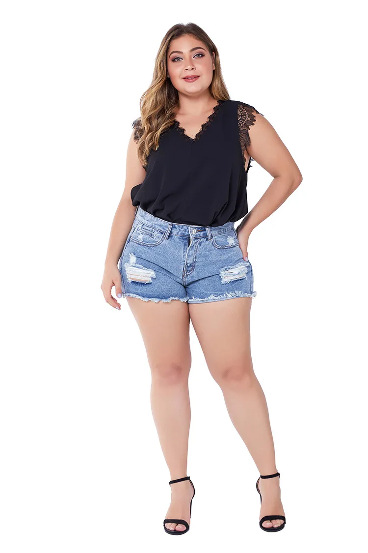 Fashion Solid High Waist Women Jeanhole Casual Skinny Denim Pencil Jeans Ripped Pants | Женская одежда