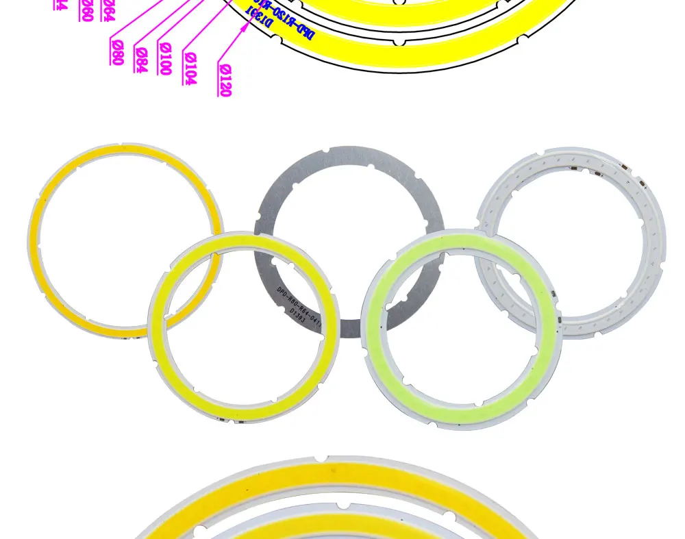 12V DC annular cob led light source ring shape 10W 15w angle eye 30mm 120mm Warm cold white Ice blue cob chip for DIY lamp