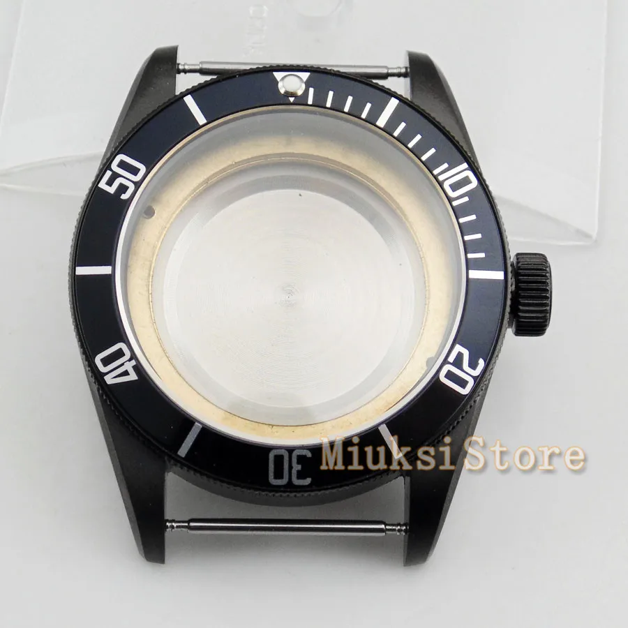 Black 41mm sapphire watch Case fit Miyota 8205/8215 ETA 2836 DG2813 | Наручные часы