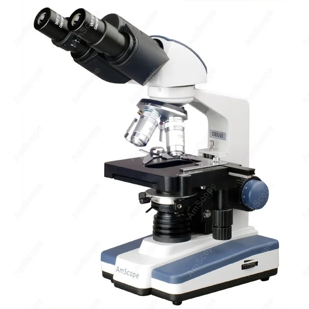 

Binocular Compound Microscope--AmScope Supplies 40X-1600X LED Lab Binocular Compound Microscope w 3D Two-Layer Mechanical Stage
