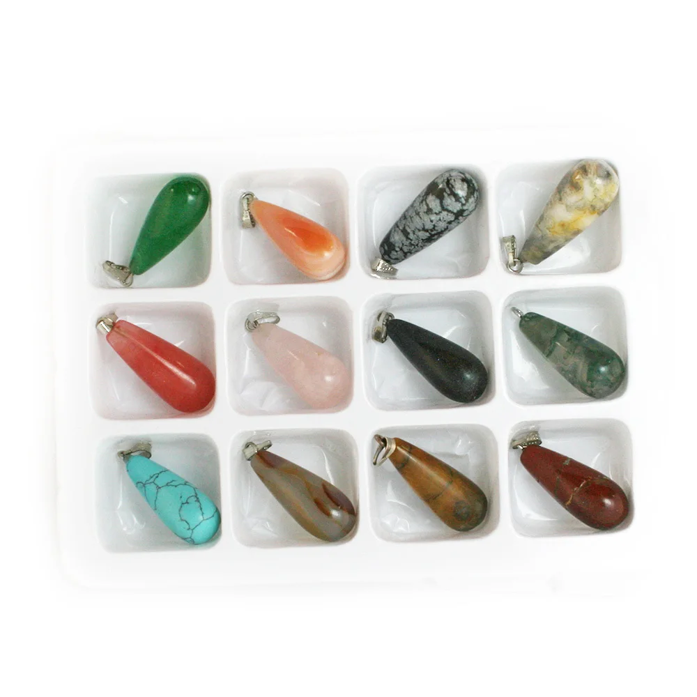 12 шт./лот подвески из натурального камня в ассортименте каплевидные Подвески