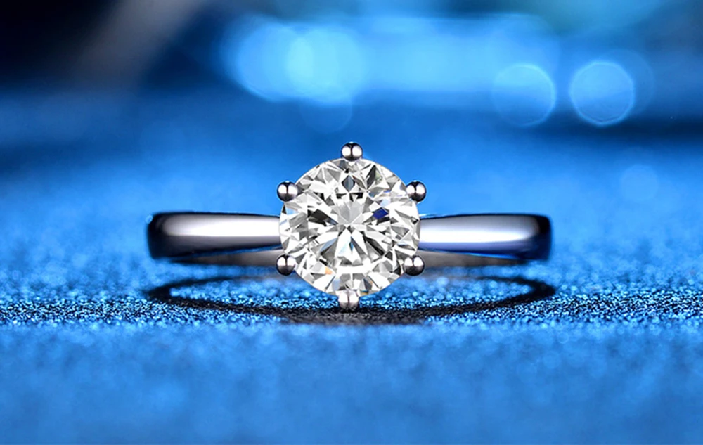 Чистое кольцо из белого золота 18 К 1ct 2ct 3ct VVS1 с круглой огранкой, классическое кольцо из муасанита с бриллиантами, Ювелирное кольцо для свадебной вечеринки, кольцо на головщину