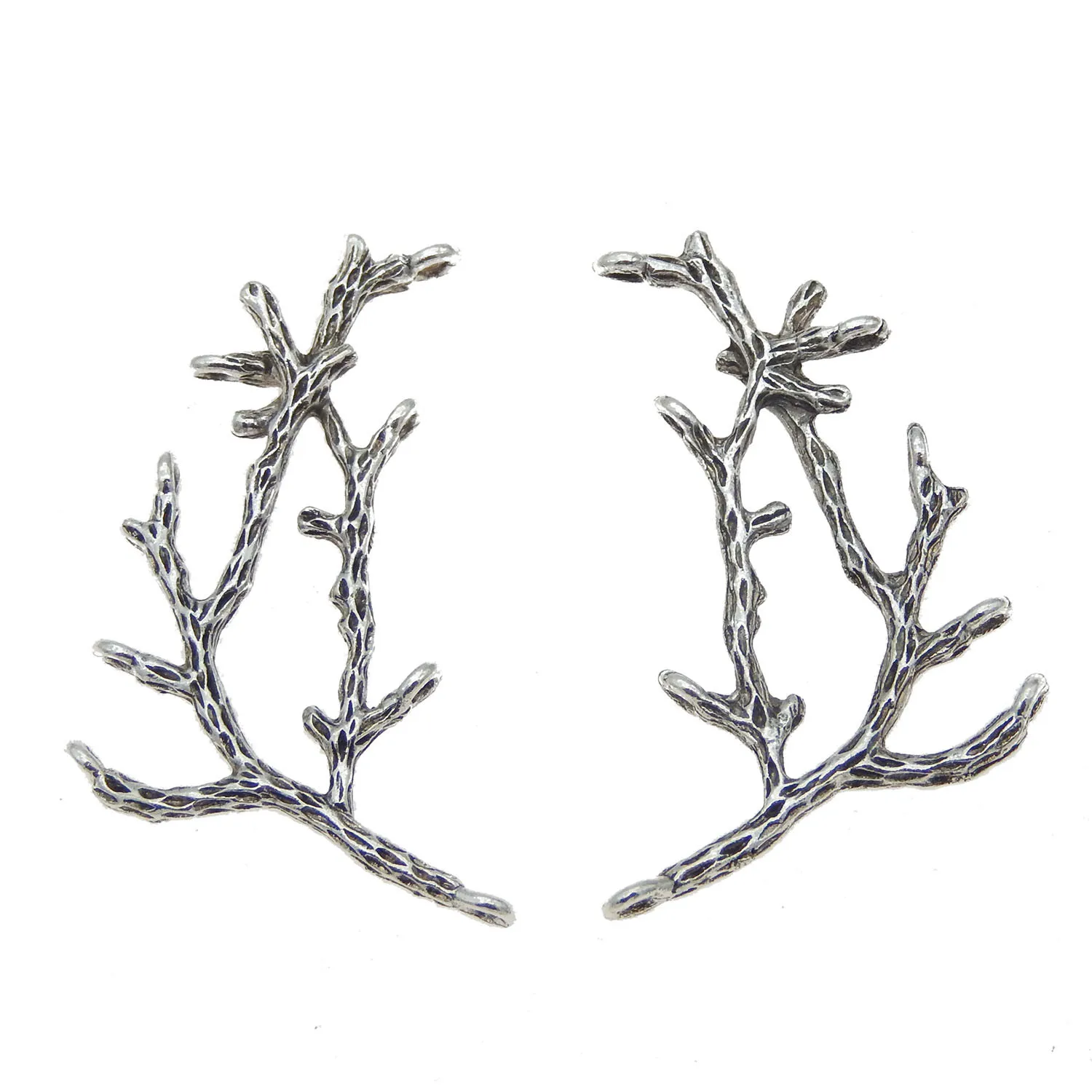 GraceAngie 30PCS Antique Silver Alloy Branch Of Tree Pendant Connector Holes Charms Handmade Jewelry Finding 59*45*6MM 35352