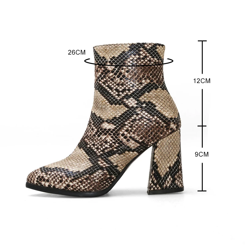 Ботильоны из змеиной кожи в европейском стиле женские Ботинки Martin с острым